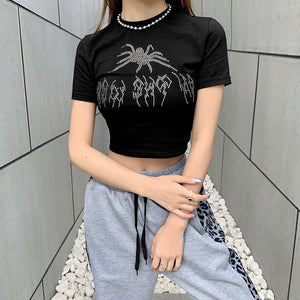 Damski top spider z krótkim rękawkiem