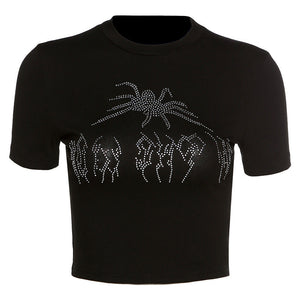 Damski top spider z krótkim rękawkiem