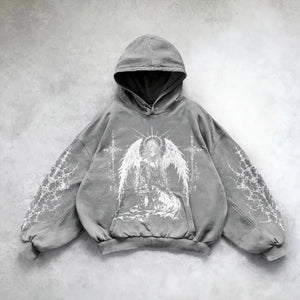 Bawełniane bluzy z kapturem i nadrukiem Hip Hop Y2g Streetwear
