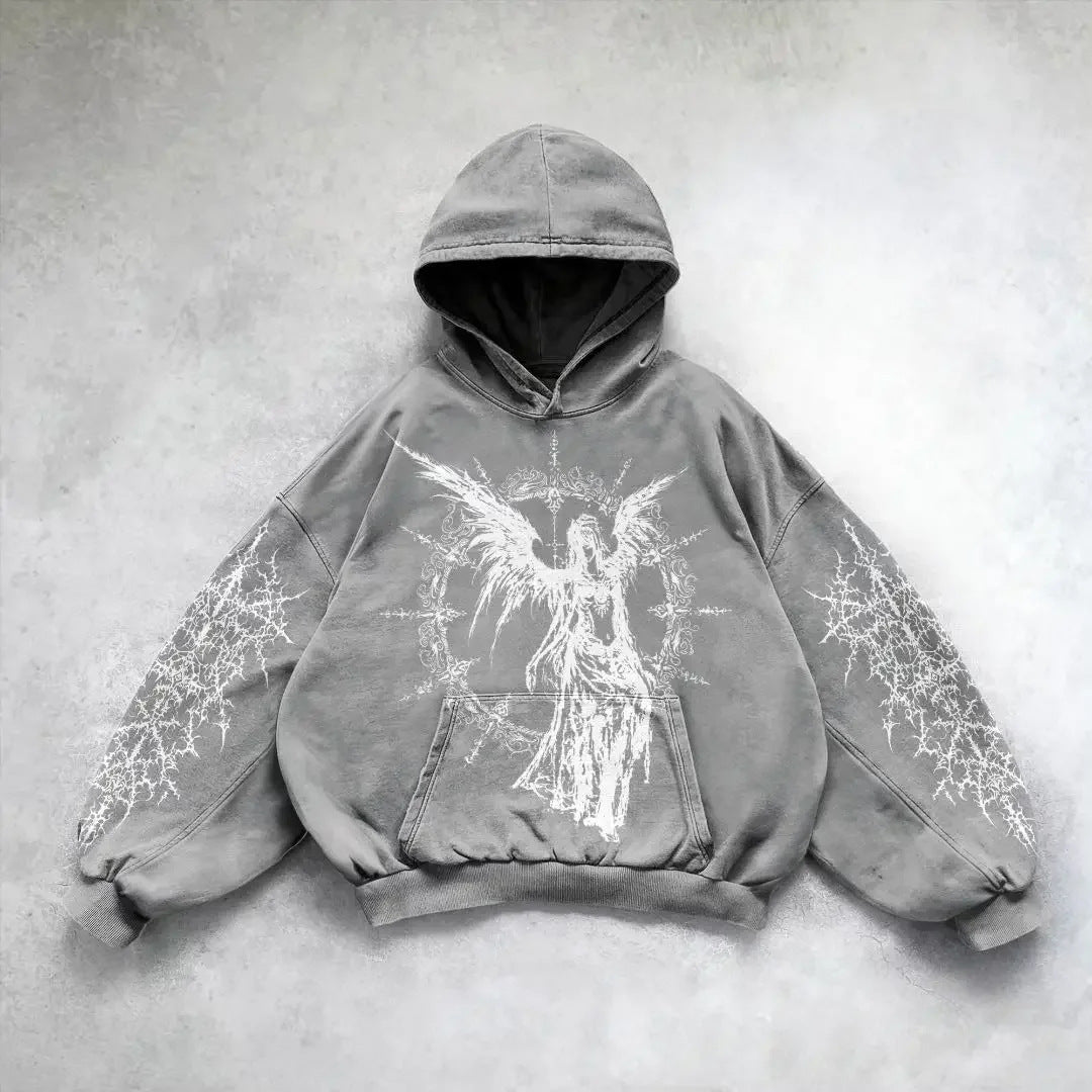 Bawełniane bluzy z kapturem i nadrukiem Hip Hop Y2g Streetwear